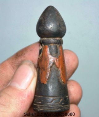 2.  6 " Old Tibet Buddhism Bronze Painting Phurba Dagger Holder Faqi Seal Pendant