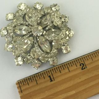 VINTAGE SILVER PLATED CLEAR CRYSTAL VICTORIAN BROOCH/PIN SIGNED WEISS 2