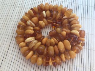 Old Geniune Natural Antique Baltic Vintage Amber Jewelry Stone Necklace Gem Bead