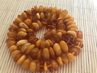 Old Geniune Natural Antique Baltic Vintage Amber jewelry stone Necklace Gem Bead 3