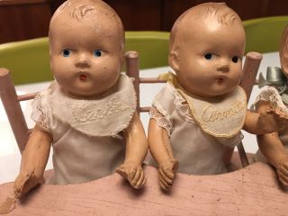 Vintage Madame Alexander Dionne Quintuplets Dolls With Divided High Chair 2