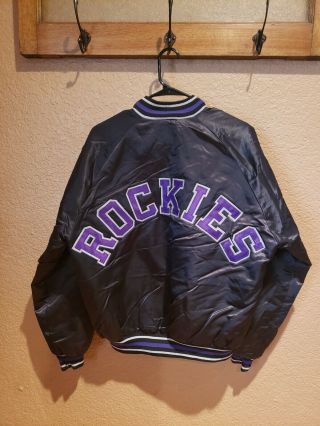 Vtg 90s Chalk Line Colorado Rockies Mlb Satin Jacket Mens Large.  Stitched