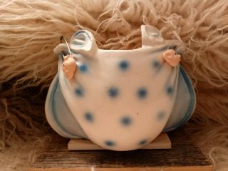 Vintage Lefton Baby Diaper Safety Pin Holder Blue Polka Dot Removeable Pins