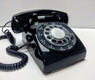 Vtg Black Itt Western Electric Bell Rotary Dial Desk Phone Model 500