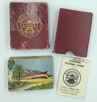 Southern Pacific Lines Railway Vintage 1940’s Souvenir Playing Cards W Booklet