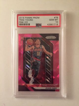 2018 - 19 Panini Prizm Trae Young Pink Cracked Ice Rookie Rc Psa 10 Gem