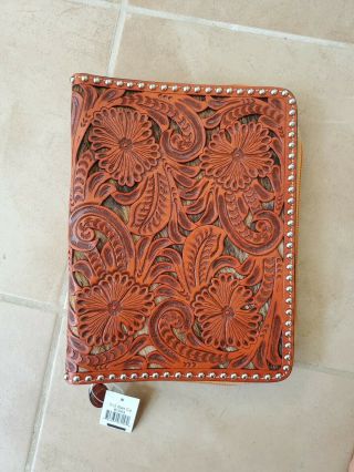 3d Western Bible Cover Floral Tooled Hair - On Inlay Antique Silver Dbi343