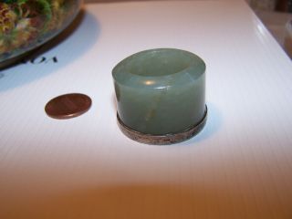 Offers Archer Ring 19th Ct Natural Celadon Jade Thumb Salt Cellar Silver