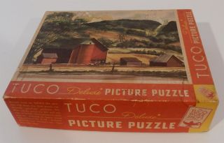 Vintage Tuco Deluxe Jigsaw Puzzle 16x20 The Red Barn John Rogers Painting