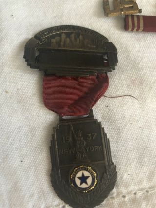 Vintage 1937 Classic " American Legion " York City Medal/fob 2 Pin Ribbon - 19th