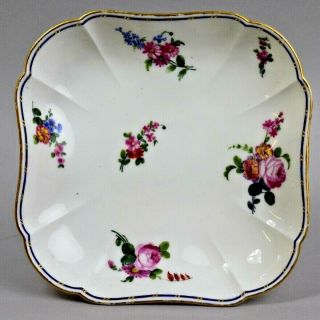 Antique Sevres Soft Paste Porcelain Hand Painted Floral Dish C.  1755