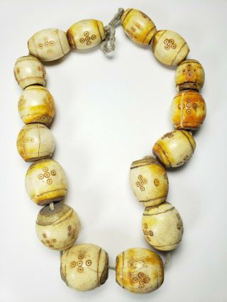 Antique African Tribal Bone Trade Beads Necklace