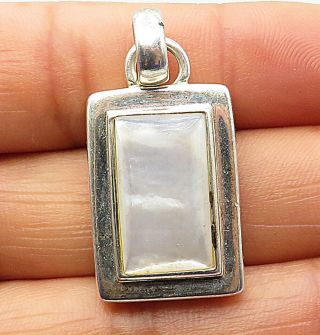 925 Sterling Silver - Vintage Opal Inlay Smooth Square Pendant - P5576