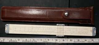 Vintage Pickett Slide Ruler Rule Leather Case Pouch 12 "