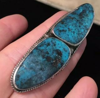 Vintage Jewellery Fabulous Sterling Silver And Real Turquoise Large Brooch