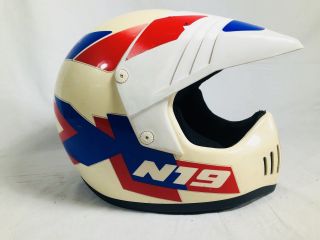Vintage Nolan N19 K Helmet Red White Blue Size Med