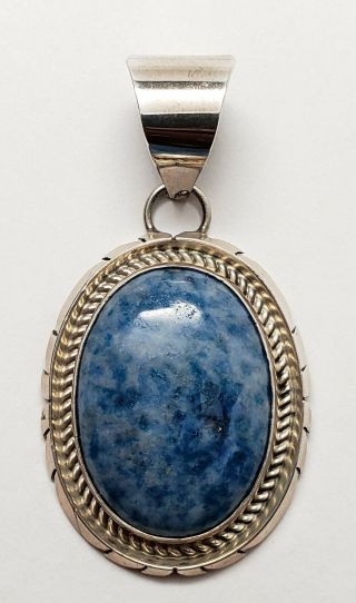 Vintage Navajo Signed E.  Etsitty Sterling Silver Blue Turquoise Pendant
