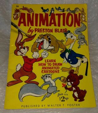 YOU GET 2 Vtg Animation Instruction Books Walter Foster Preston Blair EXC COND 2