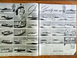 1940 Chris - Craft Boats Fleet Cruisers Ad Show 26 Models