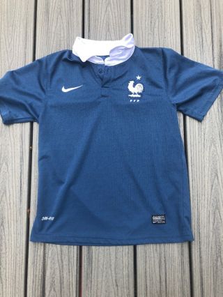 Nike Boys Sz 26 Authentic Drifit France Nat’l Team (fff) Soccer Jersey Blue