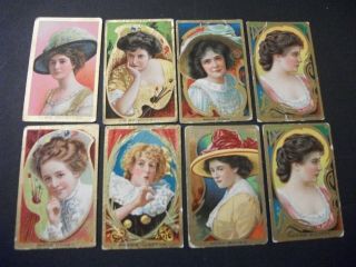 Fatima Turkish Cigarette Tobacco Cards Actress 8 Cards Gold Border
