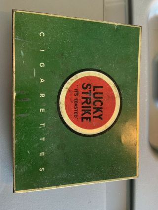 Vintage Lucky Strike Cigarettes Flat Fifties Tin Can Case S1 Advertising