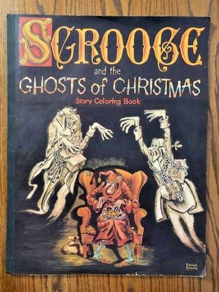 Giant Vintage 1974 Scrooge & The Ghosts Of Christmas Story Coloring Book 17 X 22