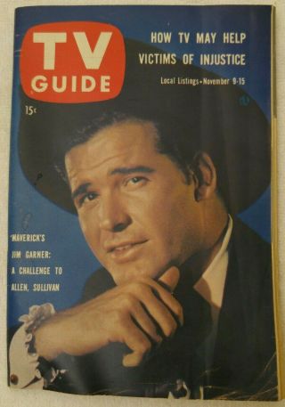 Vintage Tv Guide,  Nov 9,  1957,  James Garner,  Maverick