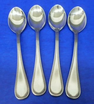 4 - Towle Beaded Antique Stainless 18/8 Germany Flatware 6 1/4 " Teaspoons