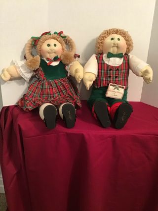 Rare 2 Little People/cabbage Patch Dolls Christmas Edition 1985 100 Authentic