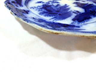 Antique 19th century English ' blue flow ' transferware meat platter 3