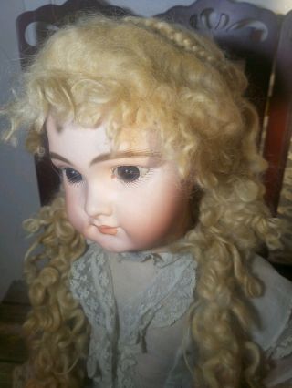 Vintage French Long Blonde Mohair Curls Wig for Antique Doll BJD Sz 14 3