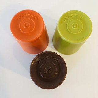Vintage Tupperware Small 6 Oz Cups - Set Of 3 Green Brown Orange 3