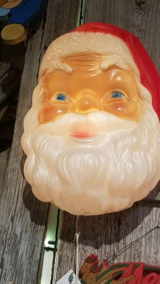 Vtg Union Products Santa Light Blow Mold Large 21 " 1989 Hanging Head Face Wall