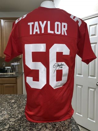Lawerence Taylor N.  Y Giants Autographed Red Football Jersey Jsa