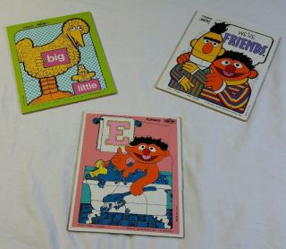 Sesame Street Playskool Vintage Board Puzzles Vtg 1970s Set Of 3