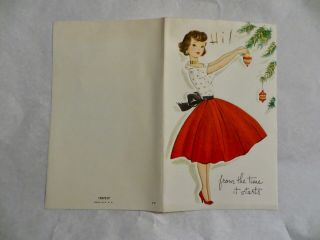 Vintage Pretty Lady Christmas Card High Heels Red Skirt MCM 3