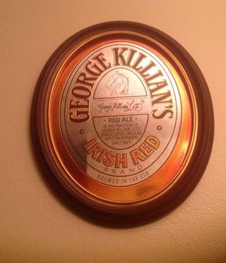 Vintage Collectible George Killians Irish Red Ale Beer Mirror Oval Sign 1981