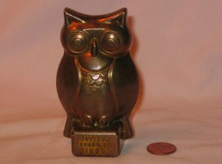Vintage Solid Brass Owl Figure; Made By Mueller Brass Co.  1985