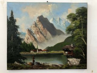 Antique German Oil Painting On Canvas By H.  L.  Falcrnnes?