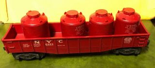 Vtg Lionel Trains 6562 - 25 Red Gondola Cannister Car With The Box & (4) Canisters
