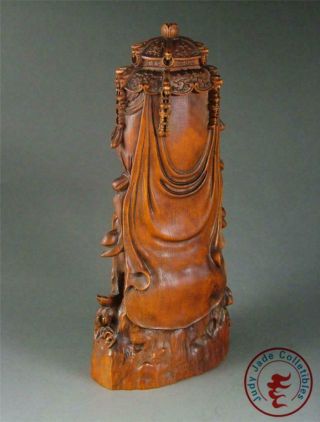Fine Old Chinese Boxwood Carved Kwanyin Statue BLESSING & AUSPICIOUS 3