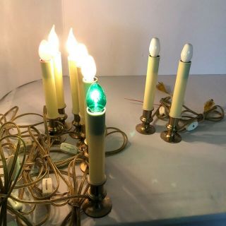 8 Vintage Electric Window Brass Candlesticks Candle Lamps Christmas Lights Decor