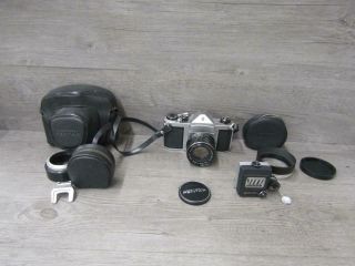 Vintage Honeywell Pentax H1a 35mm Film Camera With Case Exposure Meter 2 Hoods