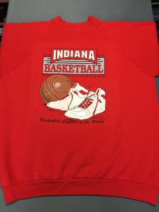Vintage Indiana Hoosiers Basketball Sweatshirt Xxl 2xl Red White Shoes Vtg Rare