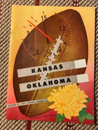1948 Oklahoma Sooners Kansas Jayhawks Football Program Vintage Ou Norman Vintage