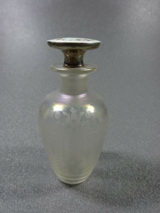 Antique Hawkes Steuben Verre De Soie Cologne Perfume Bottle Silver Stopper