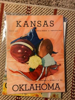1953 Oklahoma Sooners Kansas Jayhawks Football Program Vintage Norman Ou
