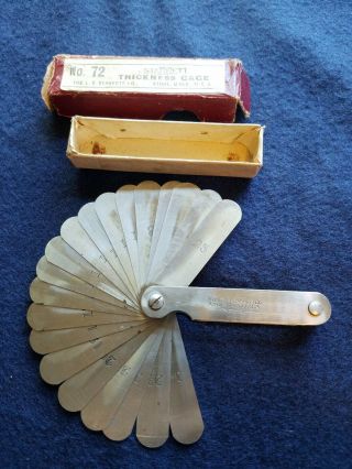 Vintage Starrett No.  72 Thickness Feeler Gauge - - Usa Made Machinist Tool
