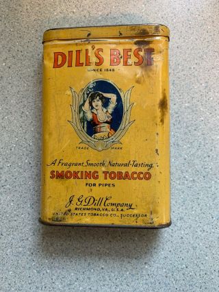 Vintage Dill`s Best Smoking Tobacco Tin Can,  Richmond Va